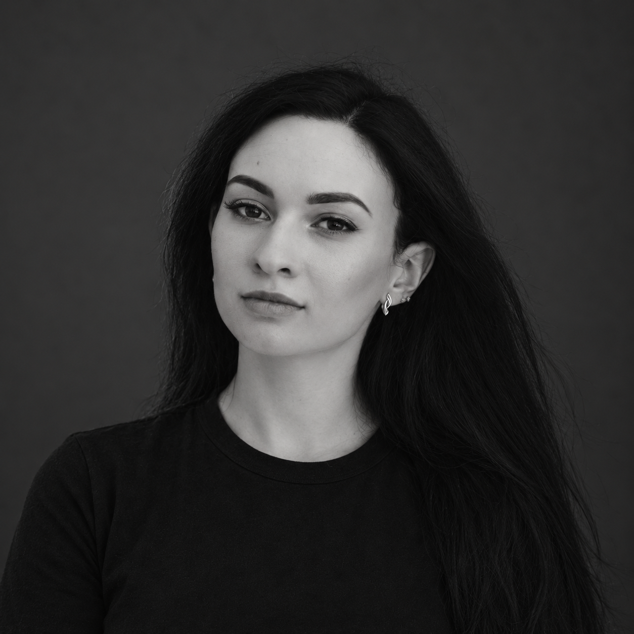 Black-and-white portrait of Tanya Popov